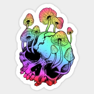 Overgrown skull. Mushrooms. Death - Life Sticker